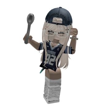 an animated female football player holding a spoon and fork in one hand while wearing a jersey with the number 32 on it