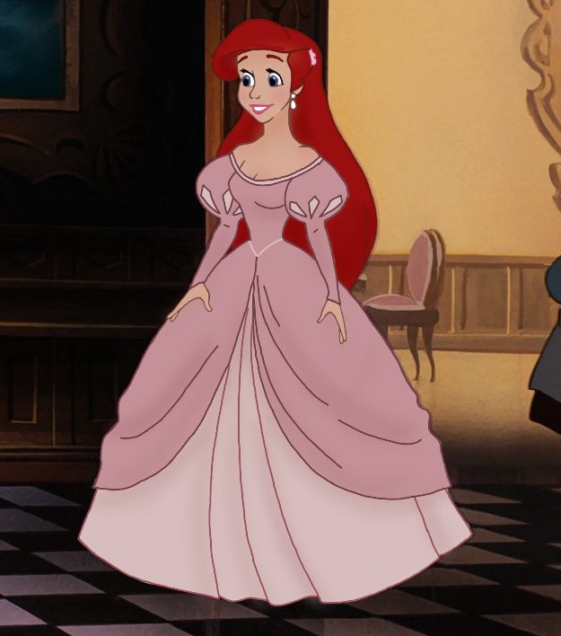 ariel from the little mermaid in her pink dress