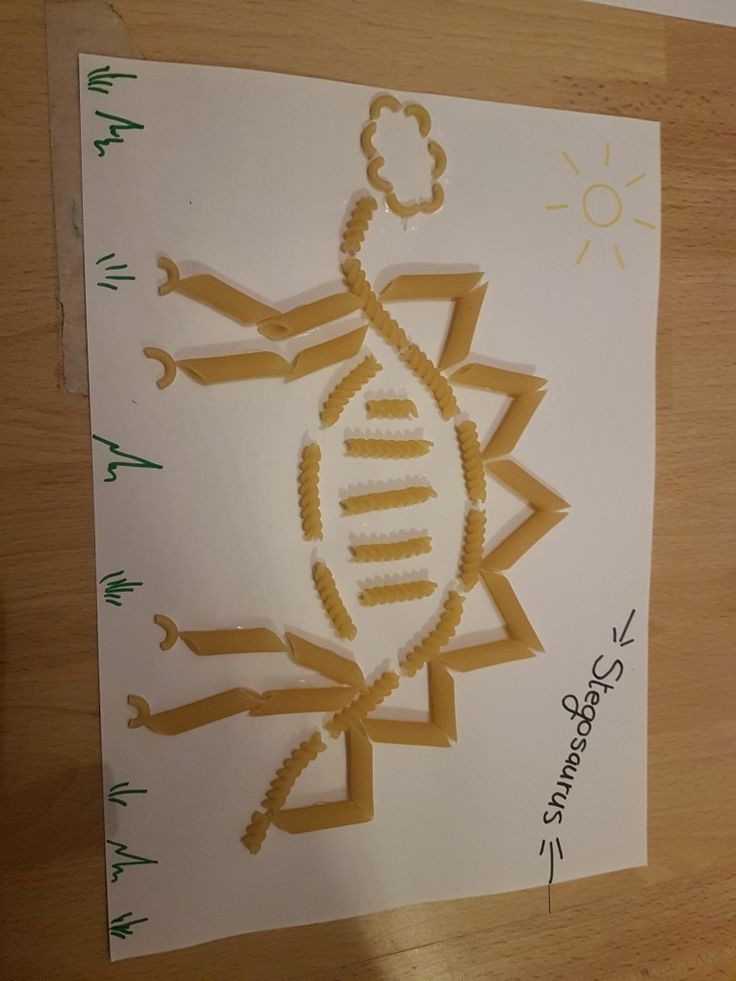 a card with pasta shaped like a scorpion