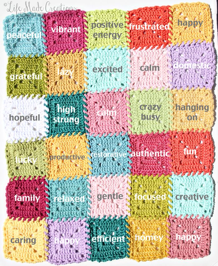 a crocheted blanket with words written on it