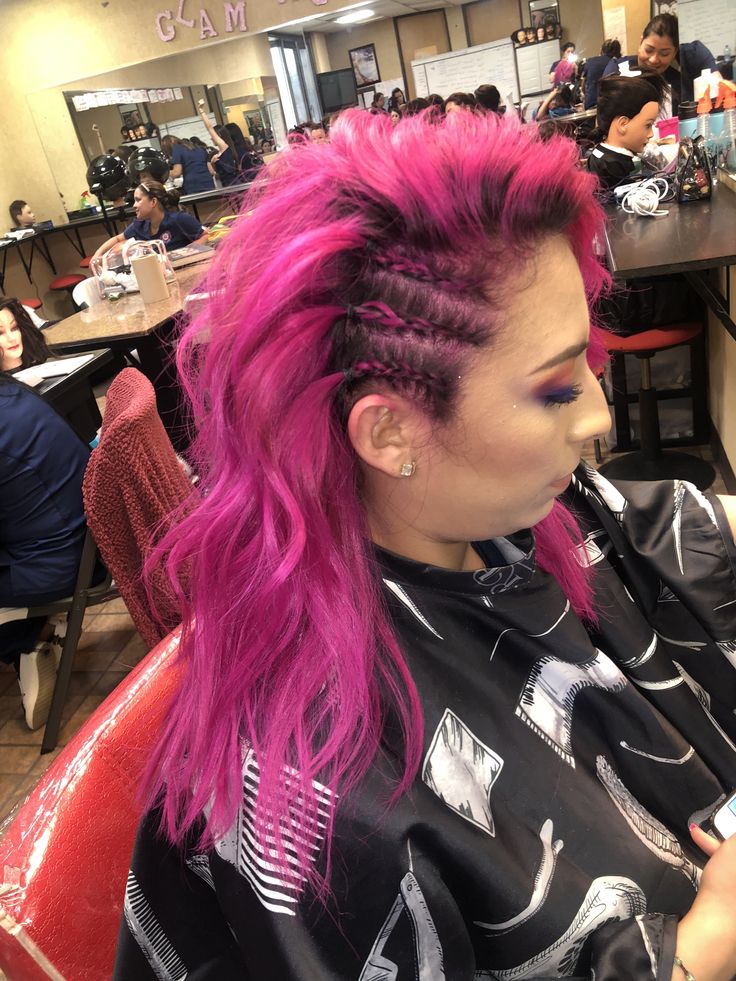 Side cornrows on pink hair! Side Cornrows, Pink Hair, Hair Wrap, Dreadlocks, Hair Styles, Hair, Pink, Beauty