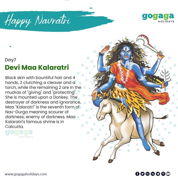 happy navrati day with devii maa kalakatri on the horse