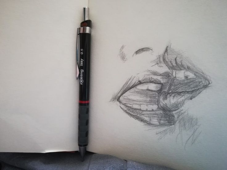 a pencil drawing of a woman's mouth