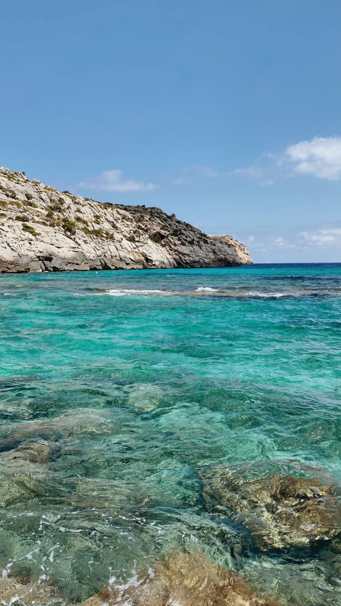 the water is crystal clear and blue