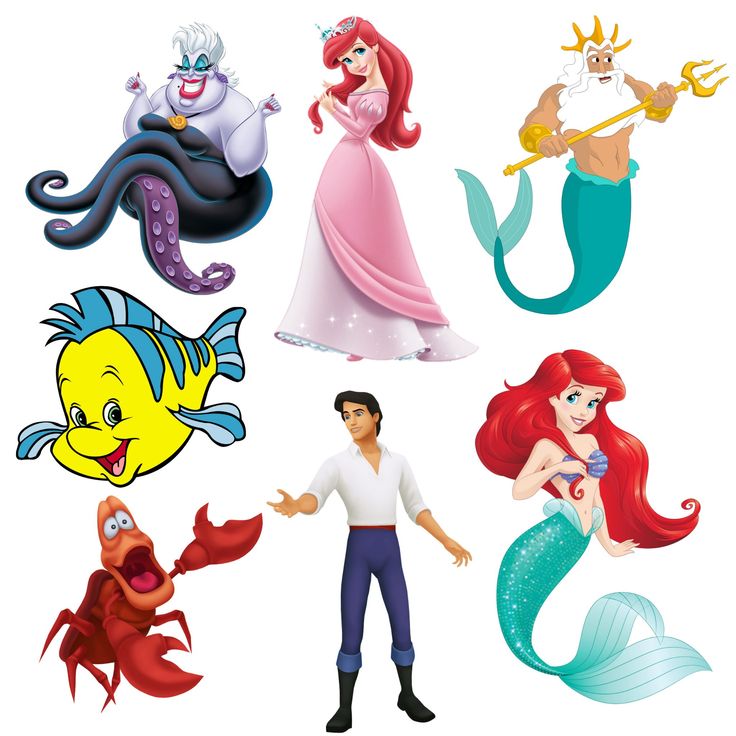 the little mermaid and other disney characters