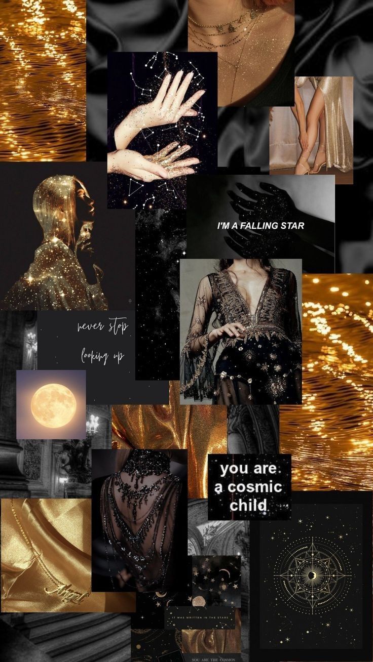 Wallpaper Aesthetic Aesthetic Black And Gold Wallpaper, Black And Gold Esthetics, Black And Gold Witch Aesthetic, Gold Black Aesthetic Wallpaper, Black And Gold Mood Board Aesthetic, Black Gold Aesthetic Wallpaper, Black And Gold Mood Board, Black And Gold Aesthetic Fashion, Black And Golden Aesthetic