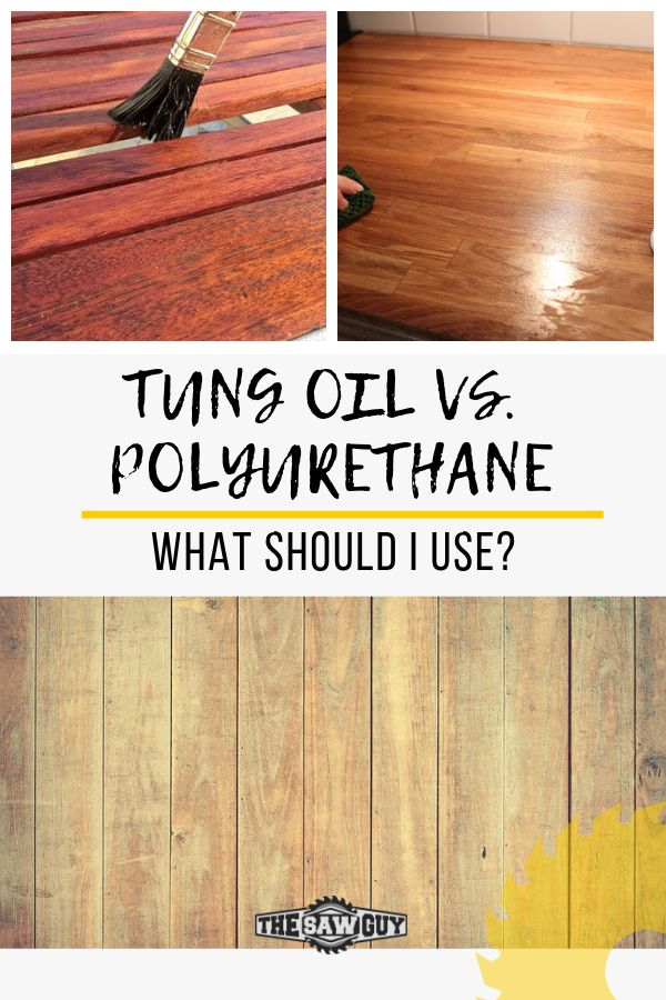 two pictures with the words tuna oil vs polyure thane and what should i use?