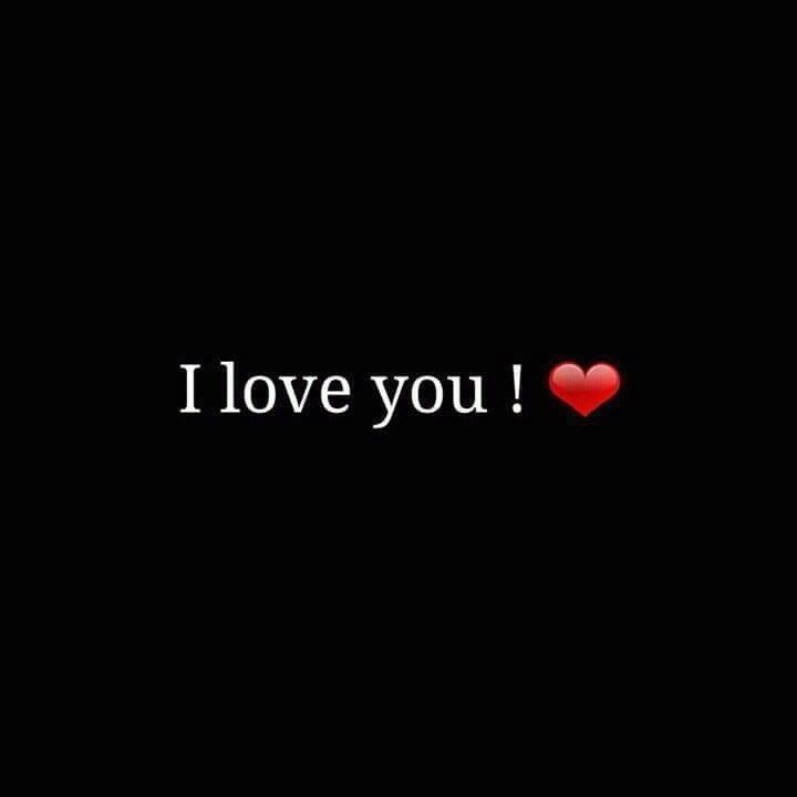 the words i love you written in white on a black background with a red heart