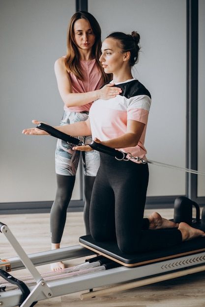 two women are doing pivots on an exercise machine