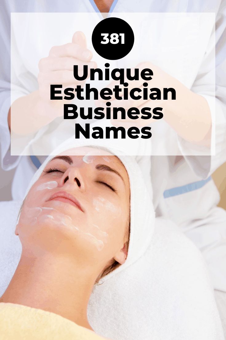 a woman getting a facial mask on her face with the words unique esthetician business names