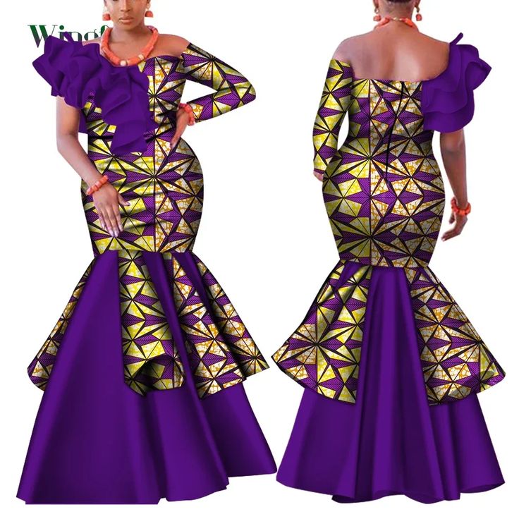 Dashiki African Dress for Women Bazin Riche One-Shoulder Sexy Slash Neck Wedding Party Dress Kitenge Dress, African Party Dresses, Dashiki Dress, Traditional African Clothing, Women Cotton Dress, Best African Dresses, African Lace, African Dresses For Women, African Fashion Dresses