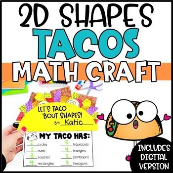 a poster that says, 20 shapes tacos math craft with an image of a cartoon character