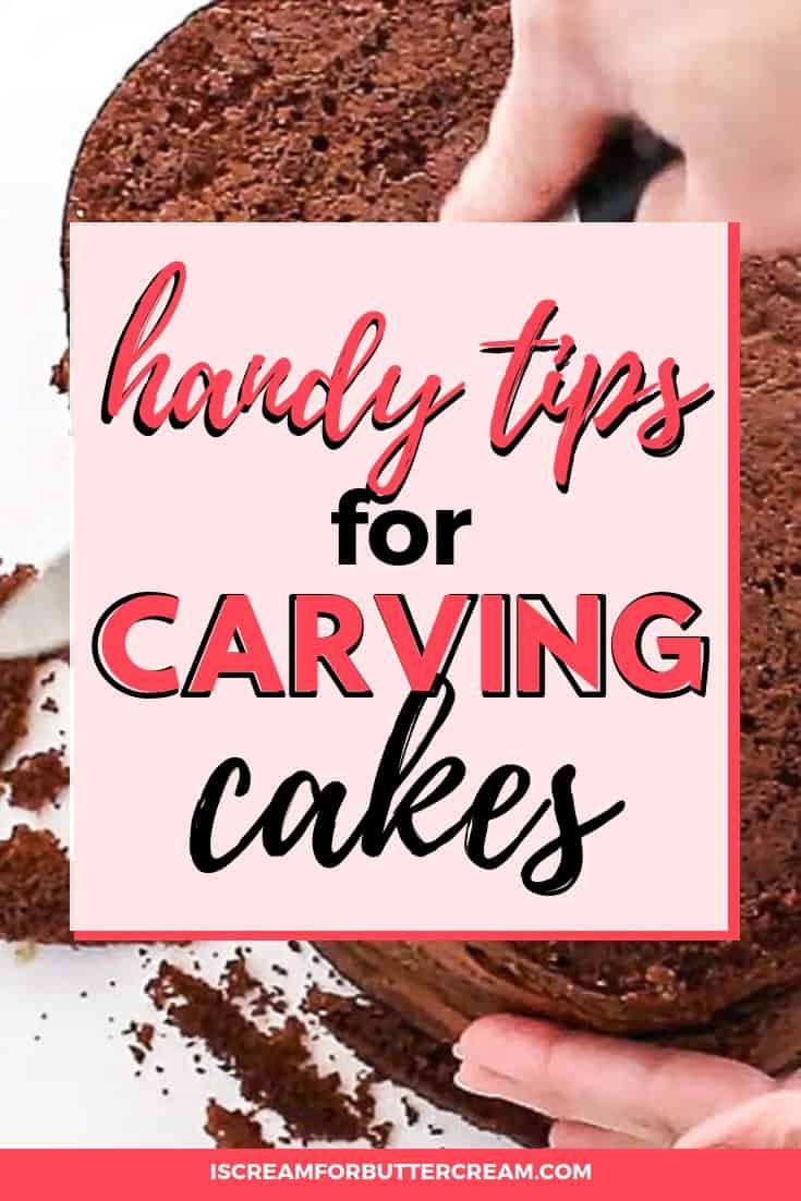 a hand holding a sign that says handy tips for carving cakes on top of it