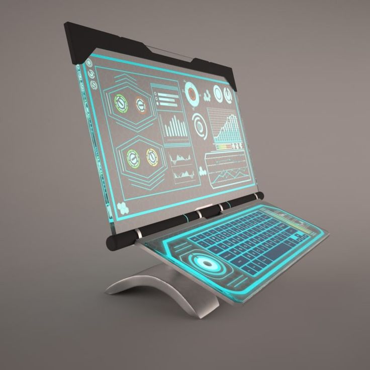 a laptop computer sitting on top of a desk with an illuminated screen over it's keyboard