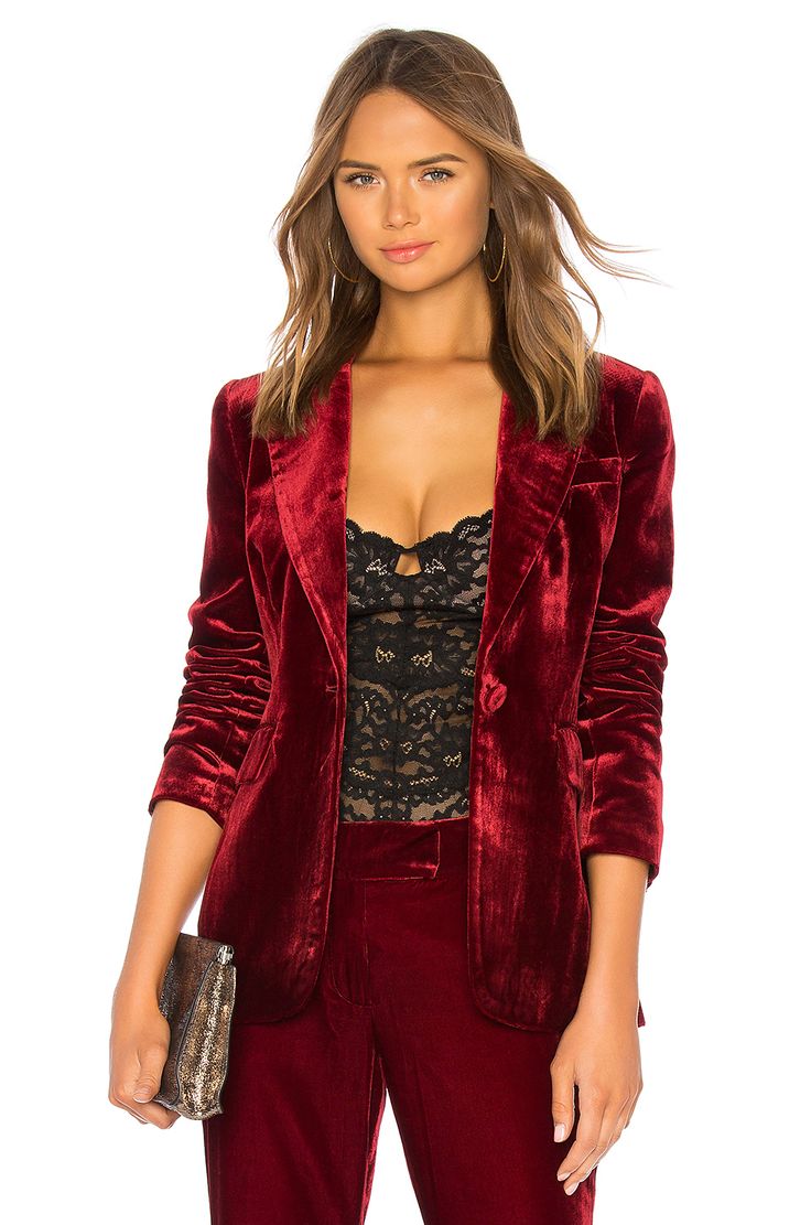 Employee Christmas Party, Red Velvet Blazer, Velvet Bell Bottoms, Boho Fall Outfits, Black Straight Skirt, Rebecca James, Coat Women Fashion, Jerome Dreyfuss, Velvet Trousers