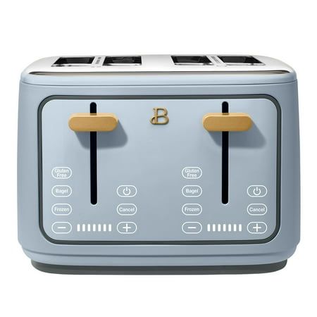 a close up of a toaster with two different buttons on the front and side