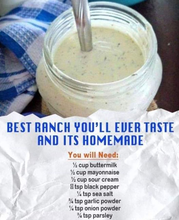 a recipe for homemade ranch dressing in a mason jar