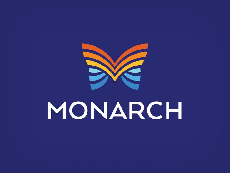 the monarch logo on a blue background