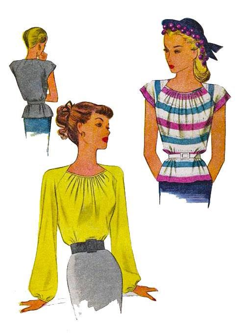 Vintage 1940's Sewing Ultra Feminine Gathered Neck Blouse Wartime Bust 34" WW2 Sewing Pattern Blouse, Blouse Top Pattern, 1950s Lingerie, 1940s Blouse, Lingerie Patterns, Vintage Dress Patterns, Pattern Blouse, Couture Vintage, Paper Pattern