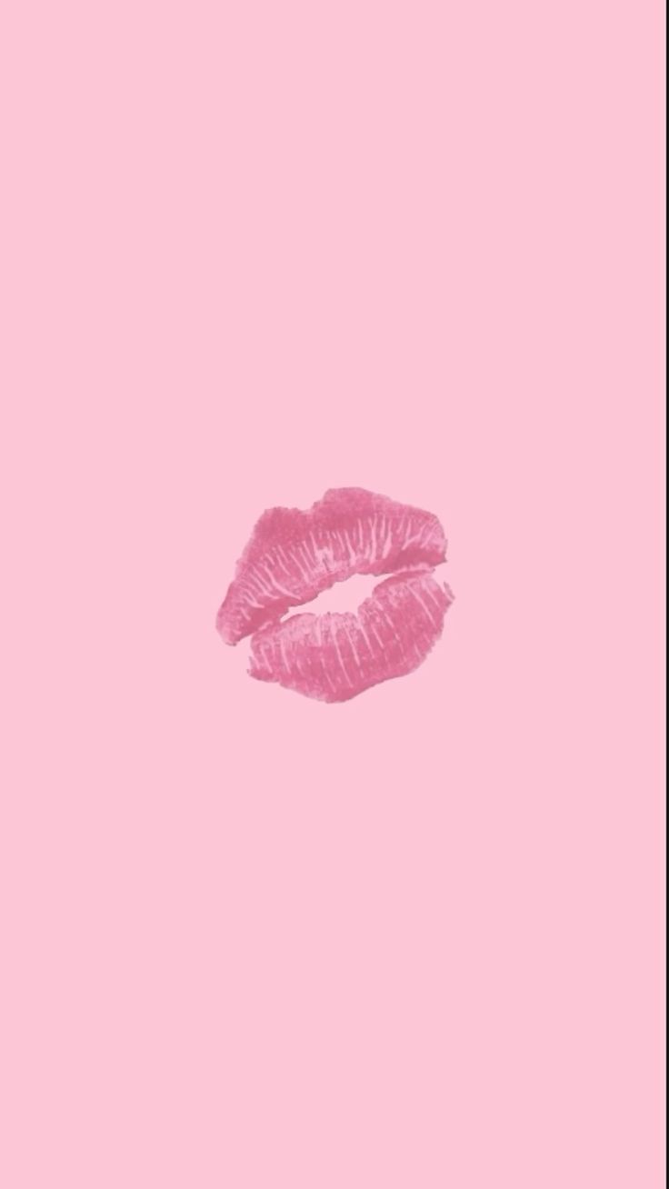 a pink background with a lipstick kiss drawn on the bottom and bottom part of the lip