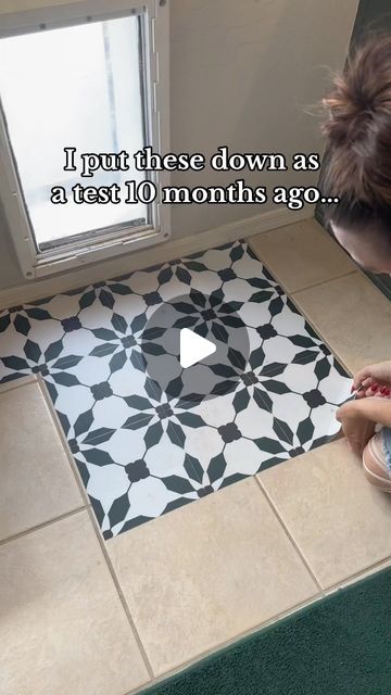 Stefanie Bloom on Instagram: "I put these #peelandsticktile down as a test 10 months ago. I removed 2 of the tiles to test how #renterfriendly they are. They are very renter friendly but also durable enough to just be a #budgetfriendly #diy #homeimprovement project for anyone. I ended up keeping the main ones down because I loved how helpful they were for the dogs until I could pick a new design! The new design is installed and I truly believe these can now be down for years based on how well they did previously.  Comment “SHOP” to have the link to these tiles sent to in a DM. UPDATE: The diamond checkered pattern sold out so the link has defaulted to the traditional checkered pattern still available.  As always, these tiles plus all my #homedecor recommendations are linked in my bio! #ama Removable Bathroom Flooring, Renter Friendly Tile Floor, Tile Over Laminate Floor, Tile Update Diy, Renter Friendly Flooring, How To Paint Tile, Diy Bathroom Flooring Ideas, Renter Friendly Floor Upgrades, Small House Upgrades