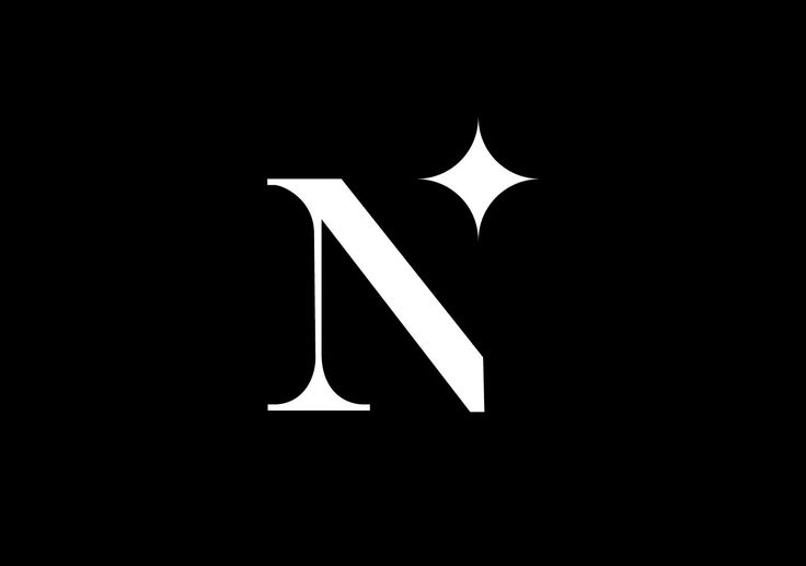 the letter n is made up of two white stars on a black background, and it appears to be monogrammed