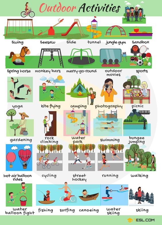 an outdoor activity poster with various activities