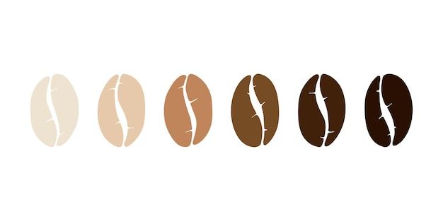 five different types of coffee beans on a white background with the same color and shape