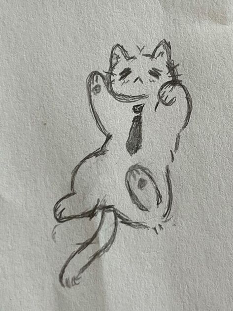 a drawing of a cat sitting on its hind legs