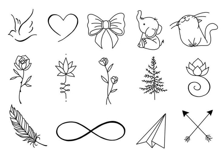 an image of different tattoo designs on a white background, including roses and leaves with arrows