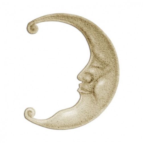 an image of a crescent moon with a man's face in the middle, on a white background