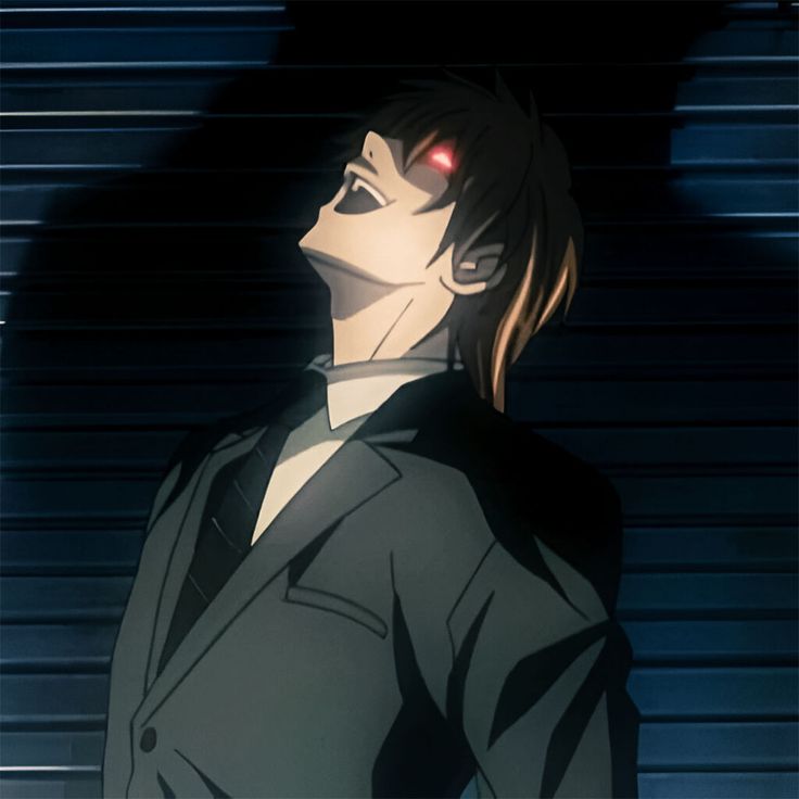 an anime character with red eyes standing in front of a metal wall and looking up at the sky