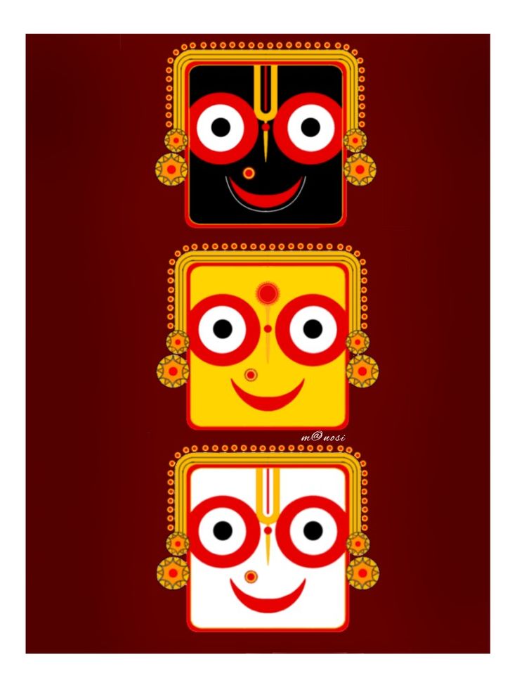 three different faces on a red background