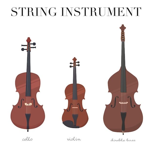 three violin's are shown with the strings in different positions, and one has an instrument