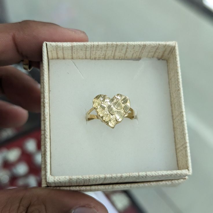 10kt Real Gold Nugget Ring Size 8.25 Weight 1.74gm Heart Size 14.3*13.4 Mm Ring Size Is Possible If You Want Let Me Know Please Check The Picture Carefully To Understand The Size Of The Heart And Ring 100% Authentic Gold Not A Gold Filled Or Not A Gold Plated Never Change Color Or Never Fade Never Tarnish Comes In A Gift Box. Minamilist Rings, Gold Nugget Rings, Heart Nugget Ring, Latina Rings, Nugget Rings Gold, Quince Rings, Real Gold Rings, Nugget Rings, 2025 Wardrobe