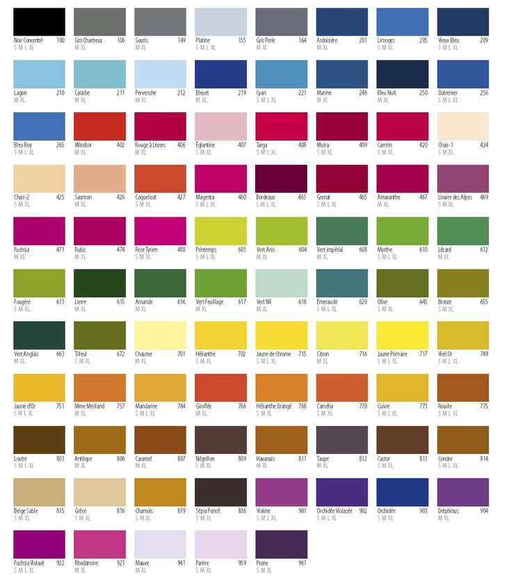 the color chart for all different colors in this page, it is very easy to see