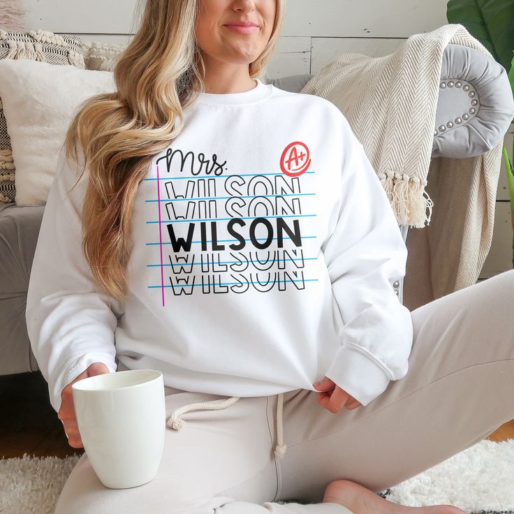 Cute Teacher Sweatshirts, Teacher Graduation Shirt Ideas, Teacher Hoodie Designs, Custom Teacher Shirts, Teacher Name Shirt, Teaching Shirts Ideas, Outfits For Kindergarten Teachers, Teacher Shirts Designs Vinyl, Vinyl Teacher Shirts