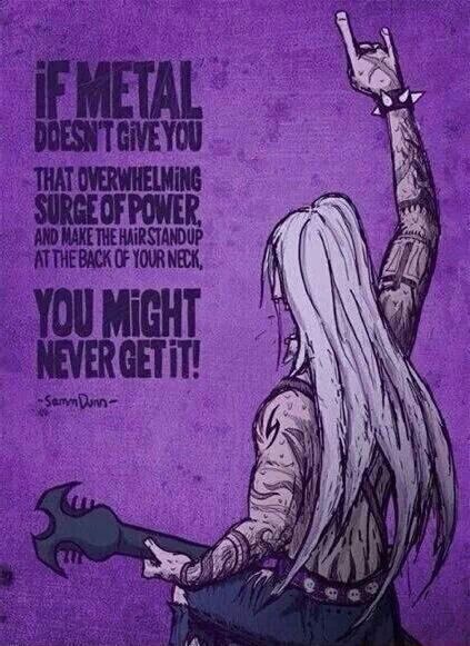 a drawing of a woman with long white hair holding a wrench in her right hand and the words if metal doesn't give you that overw