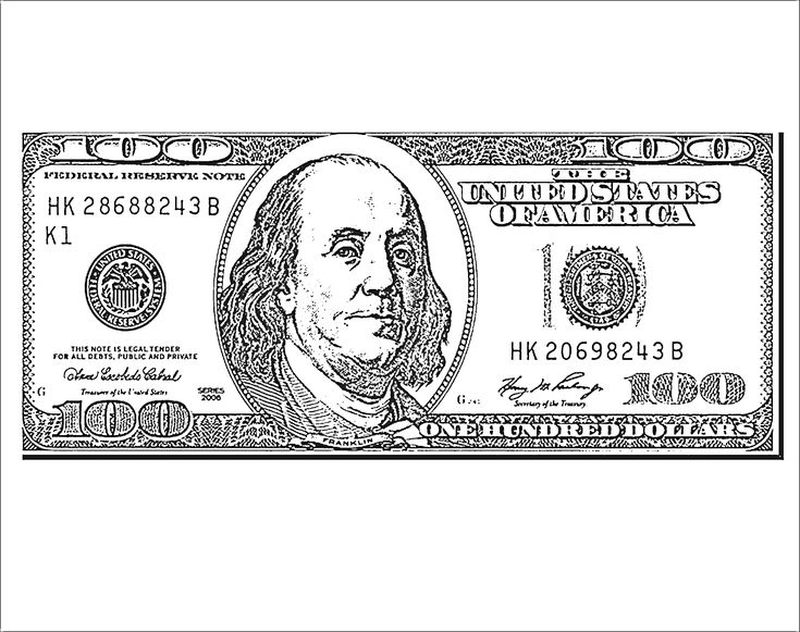 a one dollar bill is shown in black and white