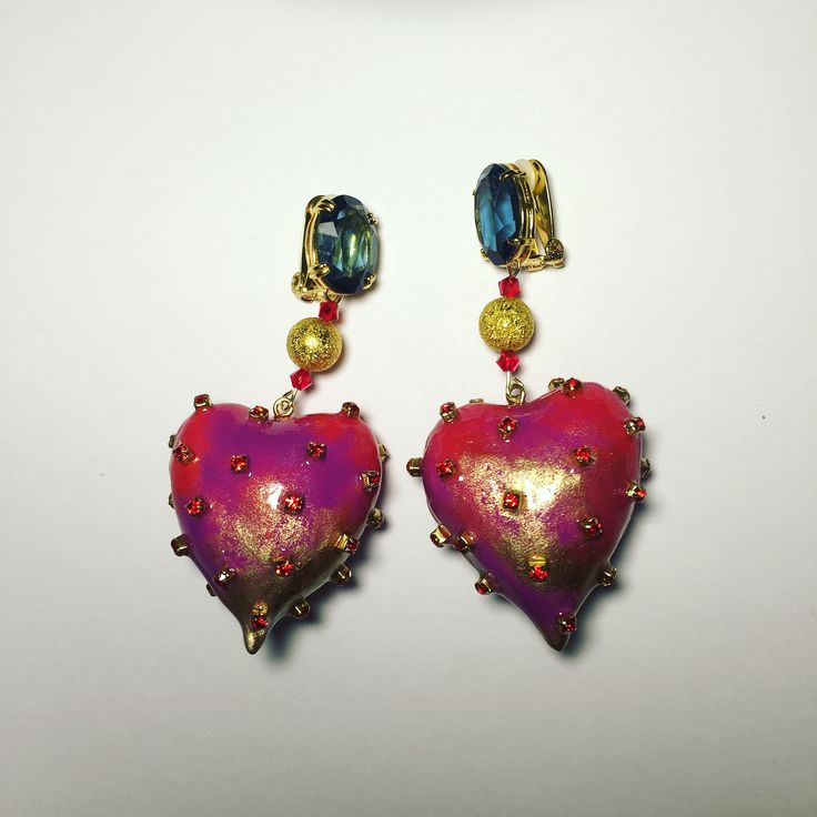 Big Heart Earrings, Craft Clay, Plastic Jewelry, Big Earrings, Funky Jewelry, Jewelry Lookbook, Fun Earrings, Ear Jewelry, Jewelry Inspo