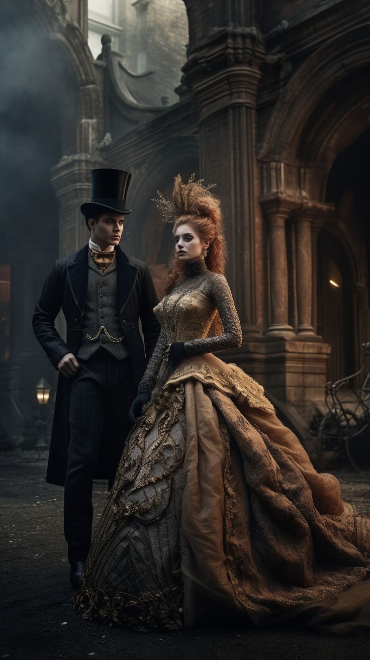 Victorian wedding created with AI by Amanda Church Fantasy Ship, Victorian Era Dresses, Fantasy Queen, Victorian Romance, Victorian Aesthetic, Victorian Costume, Creature Artwork, Steampunk Wedding, Victorian Goth