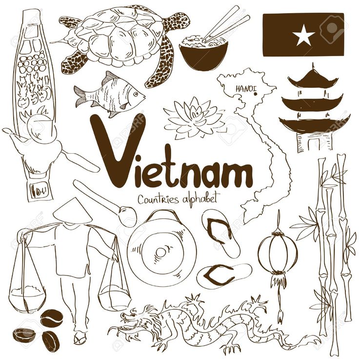 the vietnam symbols are drawn in black and white