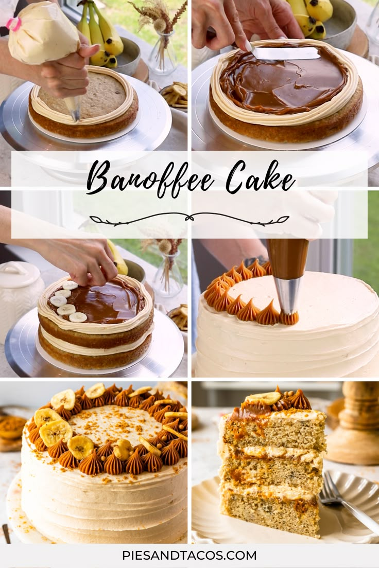 a series of photos showing different types of cake