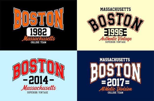 four boston marathon t - shirts with the words, massachusetts and new york on them