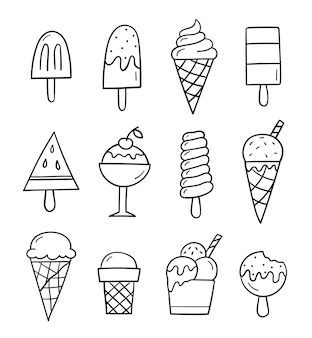 different kinds of ice cream on a white background