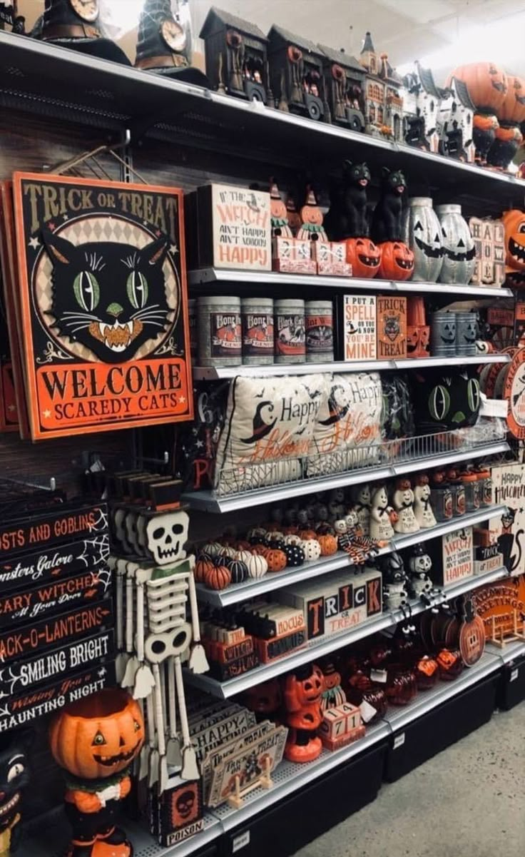 a store filled with lots of halloween decorations