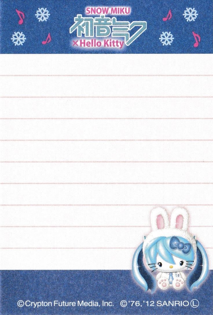 a notepad with an image of a hello kitty on it