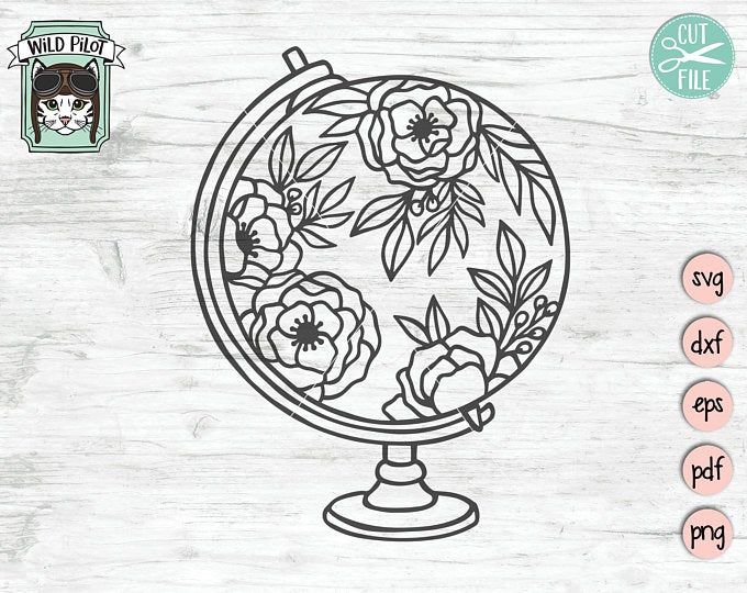 an image of a globe with flowers on it and the words cut file in front