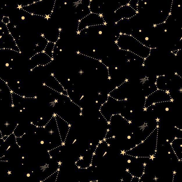 gold stars and sparkles on a black background seamless wallpaper, pattern design