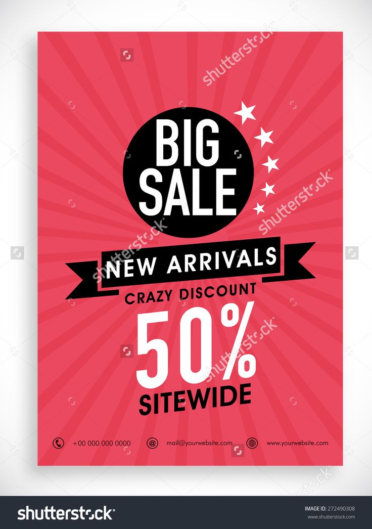 a big sale poster with the words new arrivals and 50 % off site on it